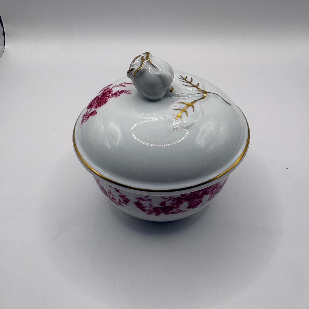 Vintage Clementine White & Pink Candy Bowl or Trinket Dish